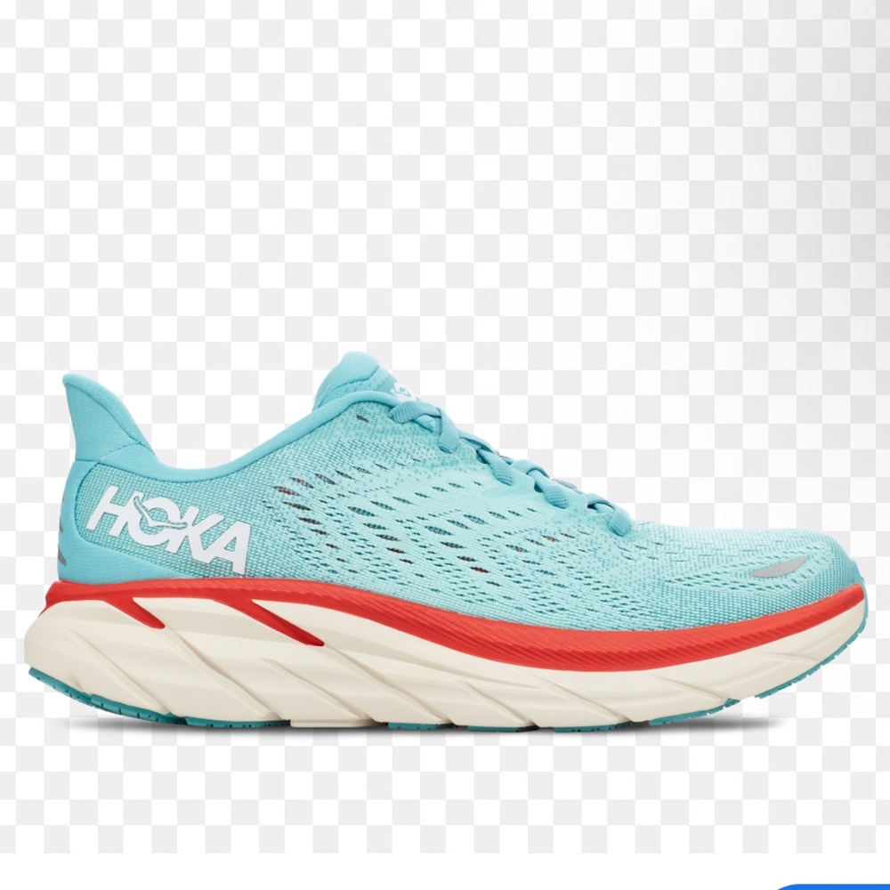 Hoka Women's Clifton 8 Running Shoes - Teal and Coral